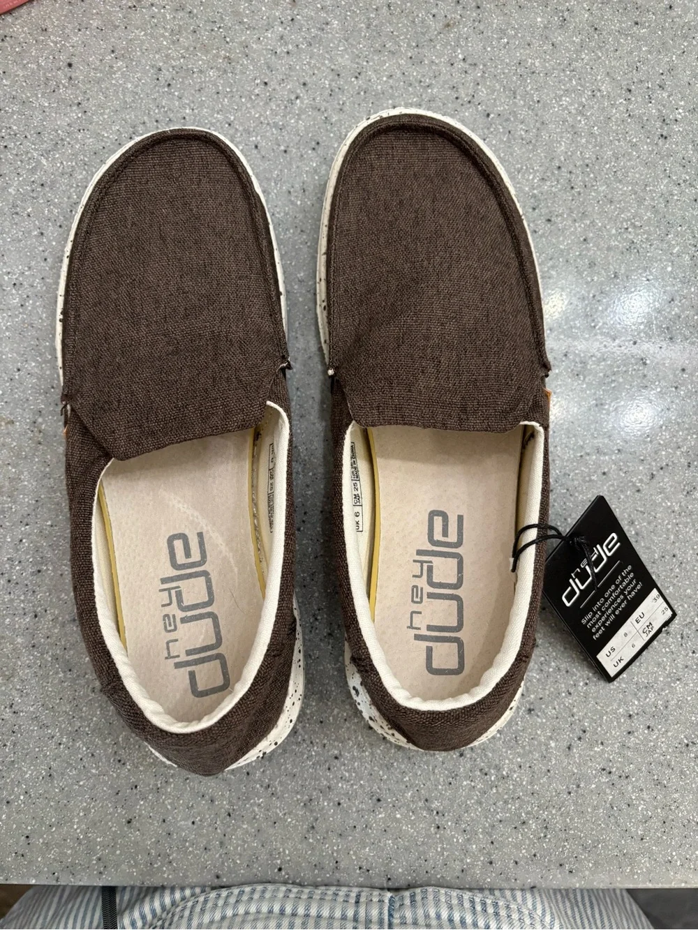 Hey Dude Dark Brown Canvas Slip-On Loafers